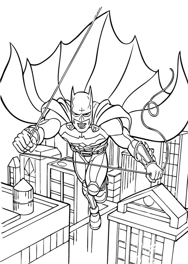 Desenhos para colorir de desenho do carro do batman na cidade para