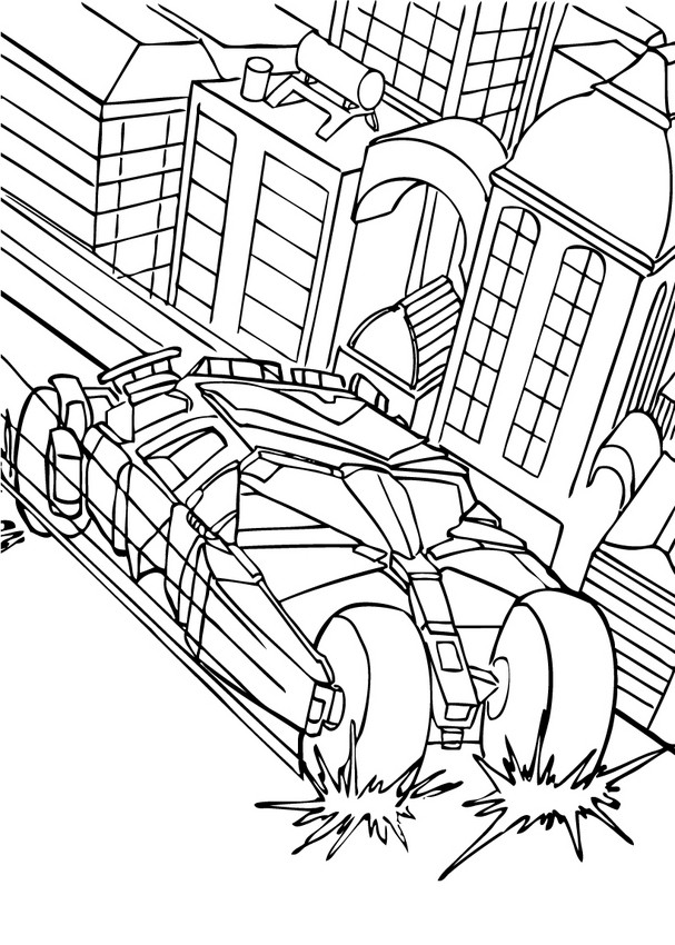 Desenhos para colorir de desenho do carro do batman na cidade para