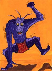 Ilustração de um monstro azul