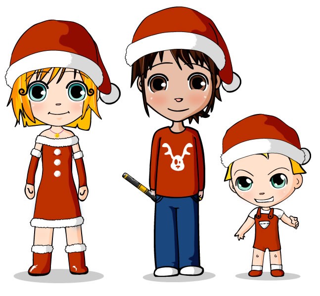 Ana, Teo e Matias prontos para festejar o Natal
