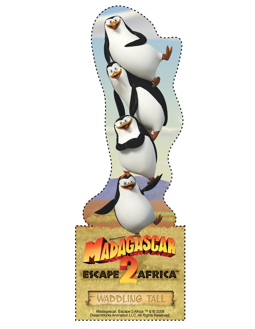 Marcador de página dos pinguins de Madagascar