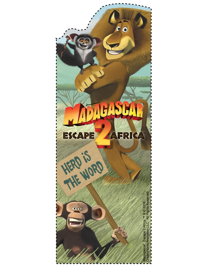 Marcador de página de Madagascar 2: A Grande Escapada