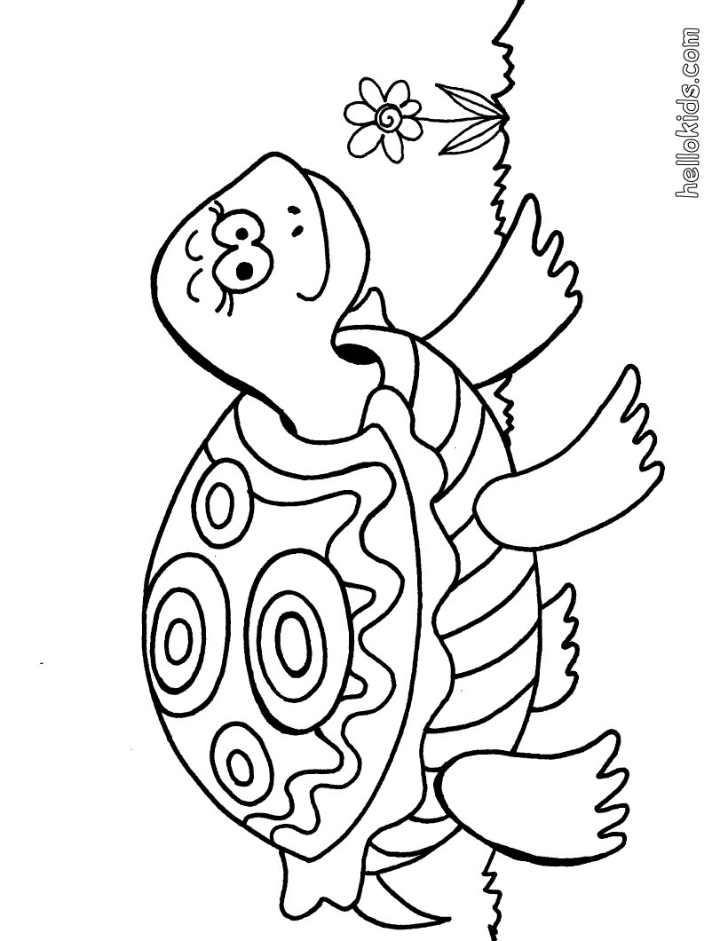 Desenhos para colorir de uma tartaruga fofa para pintar -pt.hellokids.com, image size:820x1060