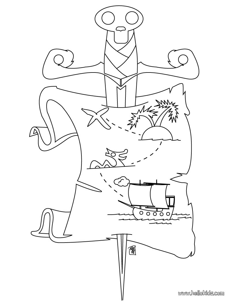 Mapa do tesouro para impressão grátis para colorir