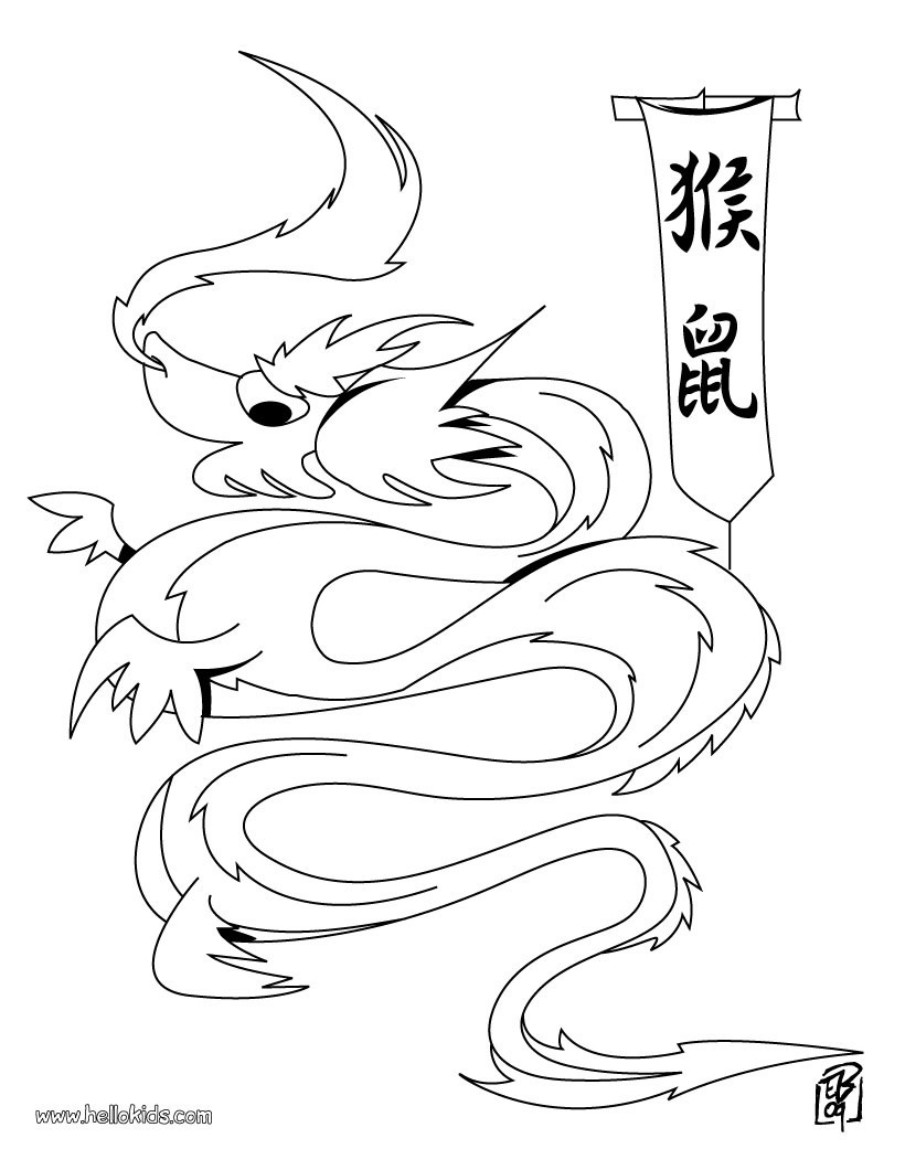 desenhos para colorir de desenho de dois dragões chineses para