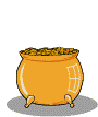 GIF animado de um caldeirão com moedas de ouro