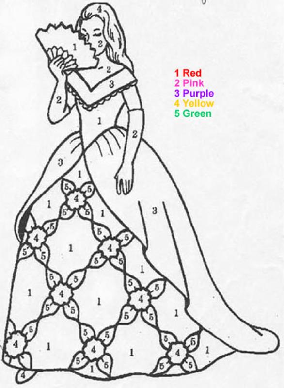 Desenhos para colorir de linda princesa : colorir pelos números