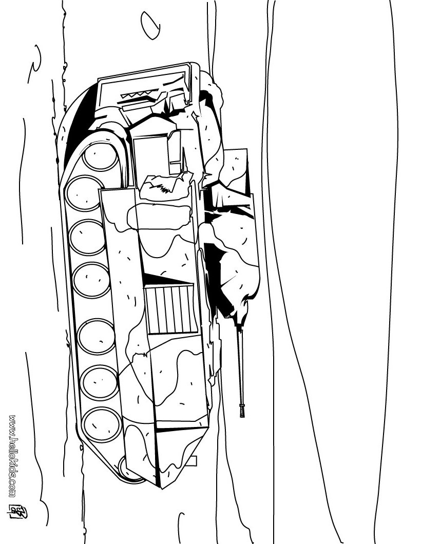Desenho de um tanque de guerra para colorir