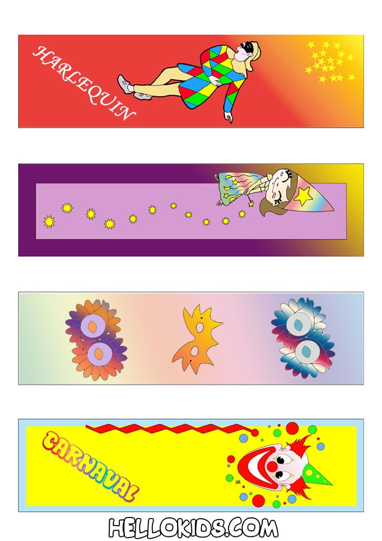 Marcadores de página coloridos do carnaval