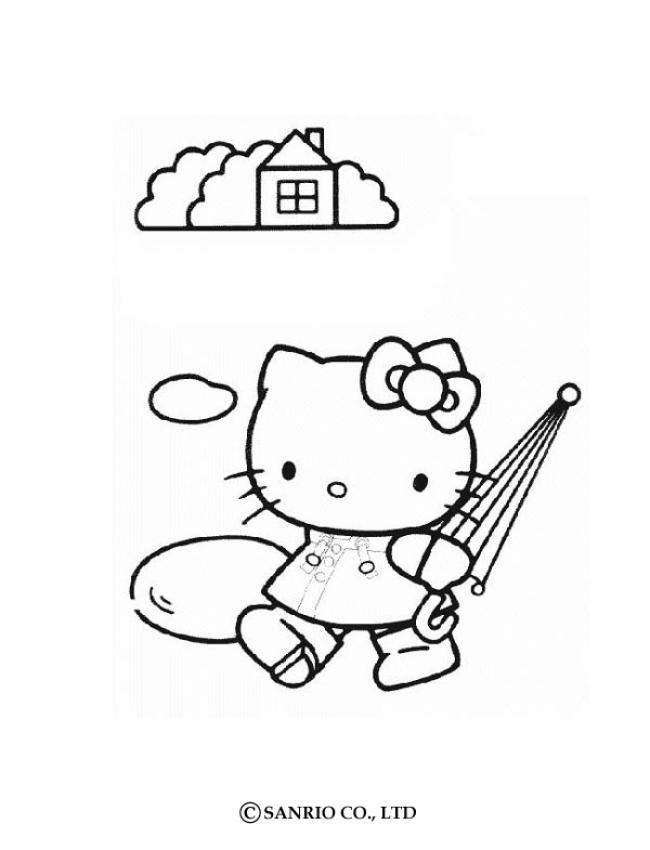 Desenhos para colorir de desenho da hello kitty colhendo flores