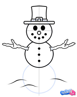 Tutorial de desenho para crianças. nível fácil. folhas de educação. como  desenhar boneco de neve