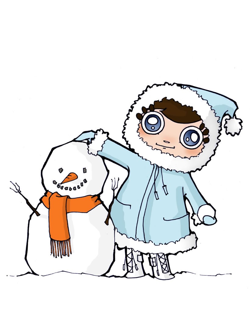 Jenny com um boneco de neve