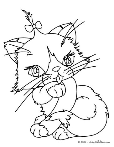 Desenho de Gatinha Kawaii para colorir