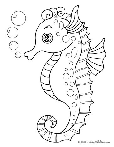 Desenhos para colorir de desenho de um lindo cavalo marinho para