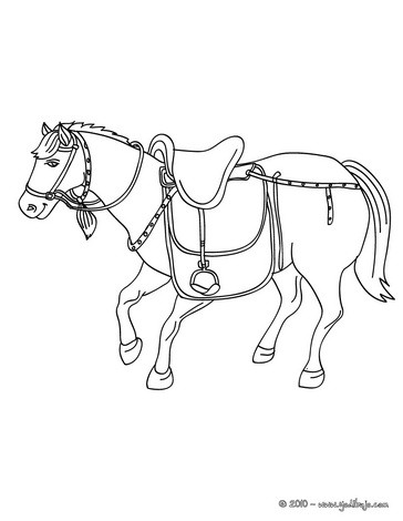 Desenhos para colorir de desenho de um cavalo com sua sela para colorir  