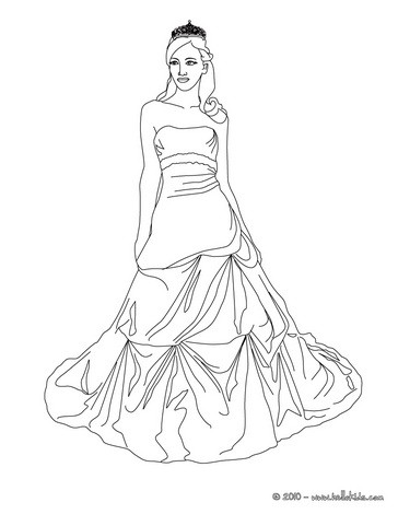 Desenho de uma Princesa com uma coroa para colorir