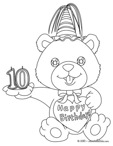 Desenho de uma vela de aniversrio de 10 anos para colorir