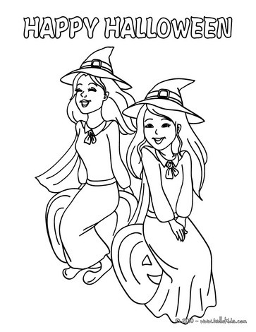 Desenhos para colorir de desenho de duas lindas bruxinhas para