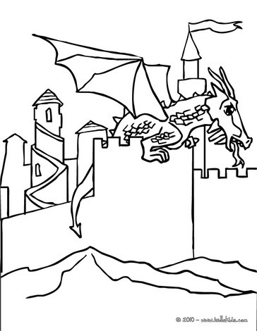 Desenhos para colorir de desenho de um dragão cuspindo fogo para colorir  