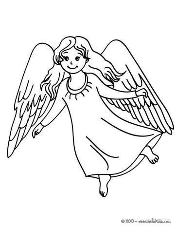 Desenho de um anjinho com grandes asas para colorir