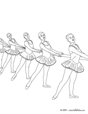 Desenho de danarinas de bal treinando na barra para colorir