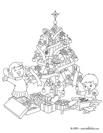 Desenhos para colorir Kawaii, árvore interior de Natal do KDP