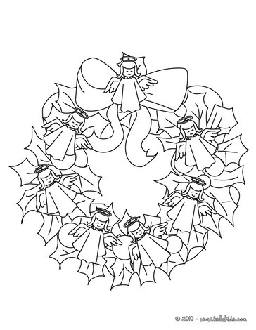 Desenhos para colorir de desenho de uma guirlanda de natal com anjinhos  para colorir 