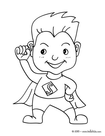 Desenho de uma criana fantasiada de super heri para colorir