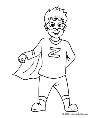 Desenho para colorir de uma fantasia para o CARNAVAL de SUPER-HERI