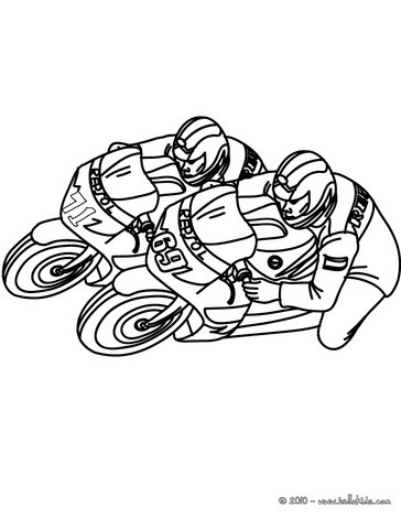 página para colorir isolada de corrida de moto para crianças