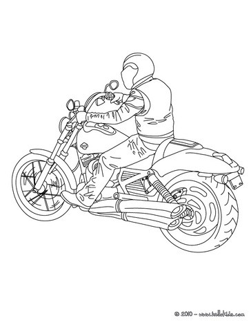 Desenhos para colorir de desenho de um motoqueiro com sua harley davidson  para colorir online 