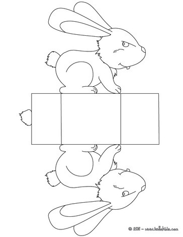 Caixa com um coelhinho da pscoa para colorir, imprimir e recortar