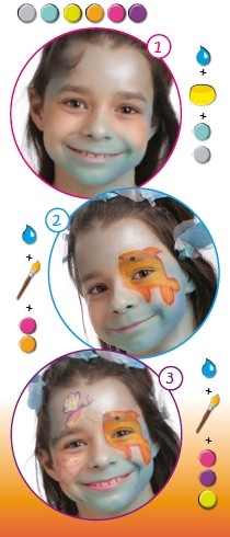 Pintura facial de peixe para crianças