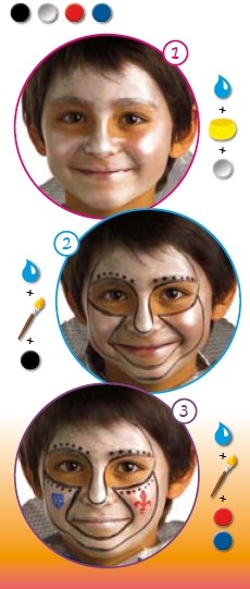 Pintura facial de CAVALEIRO para menino
