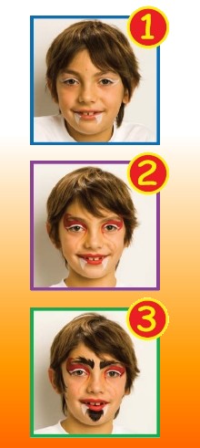 Pintura facial de diabo para crianças
