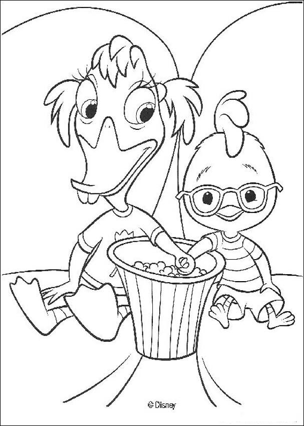 Desenhos para colorir de o galinho chicken little e a pata marreca no cinema Desenhos para colorir de o galinho chicken little e a pata marreca no cinema