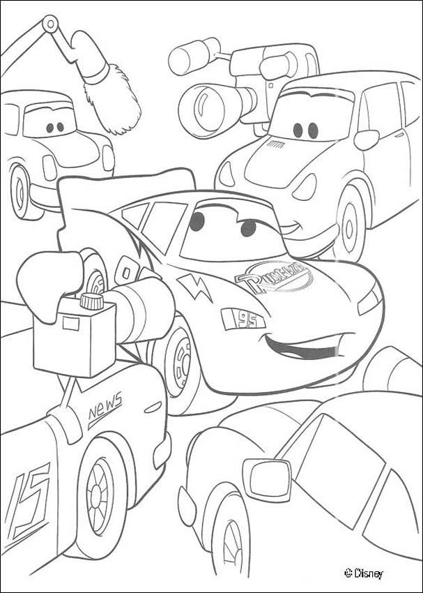 Desenhos para colorir de carros: a corrida entre o mc queen e o