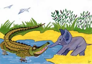 Crocodilo e elefante