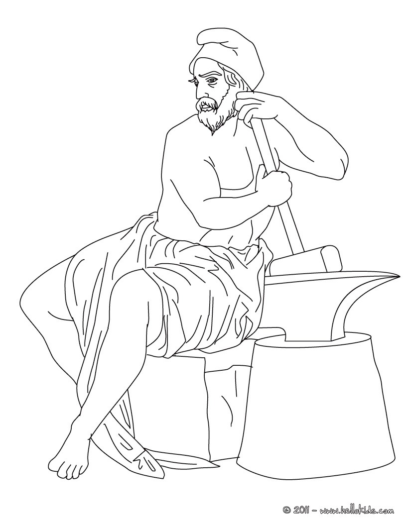 Desenho de HEFESTO o deus do Olimpo para colorir e pintar
