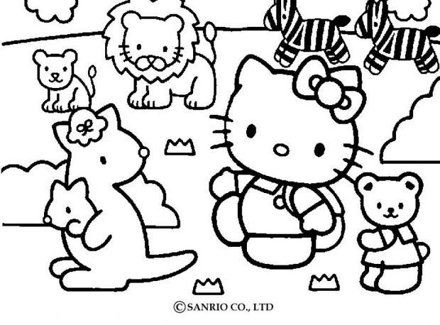 Desenhos para colorir de desenho da hello kitty colhendo flores