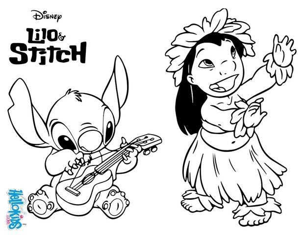 Desenhos de colorir-Stitch e Lilo