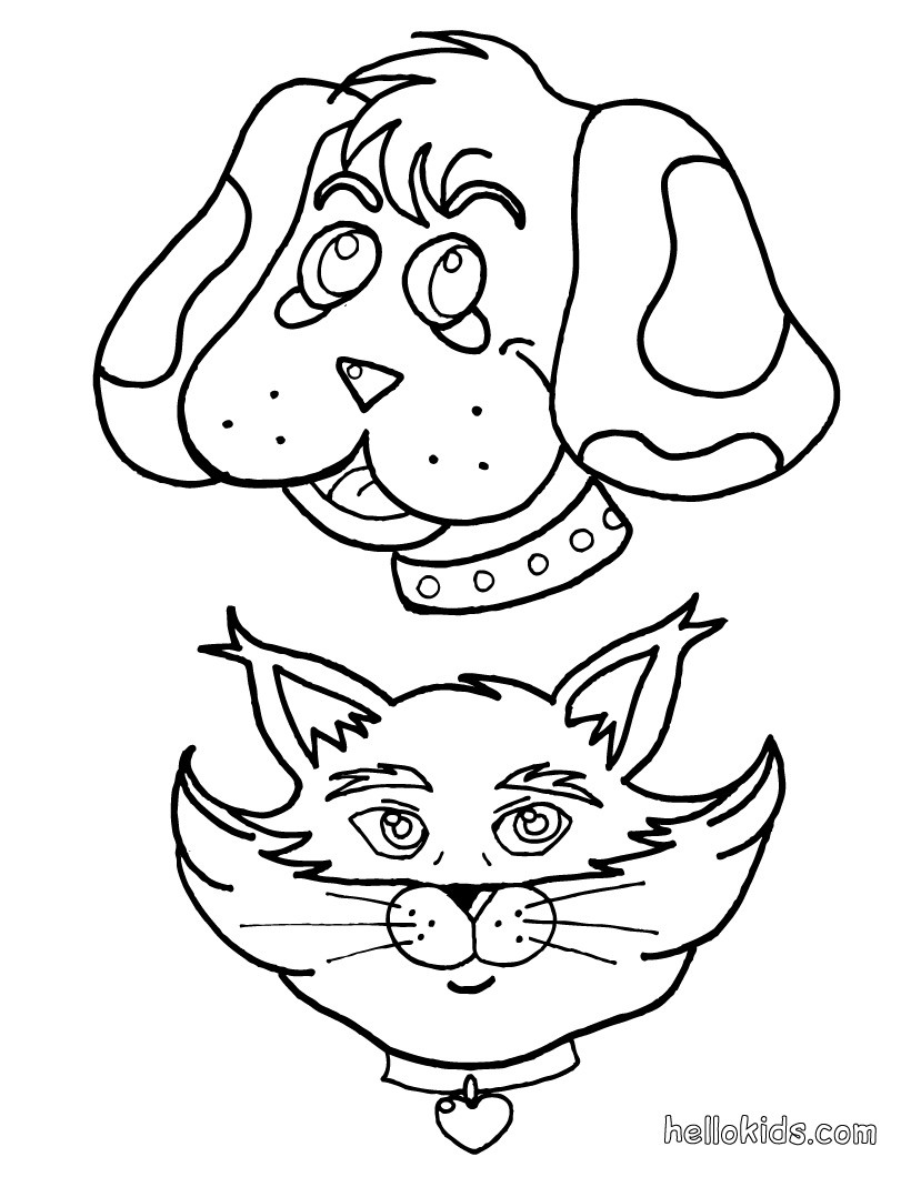 Desenhos de gatos e cachorros para colorir