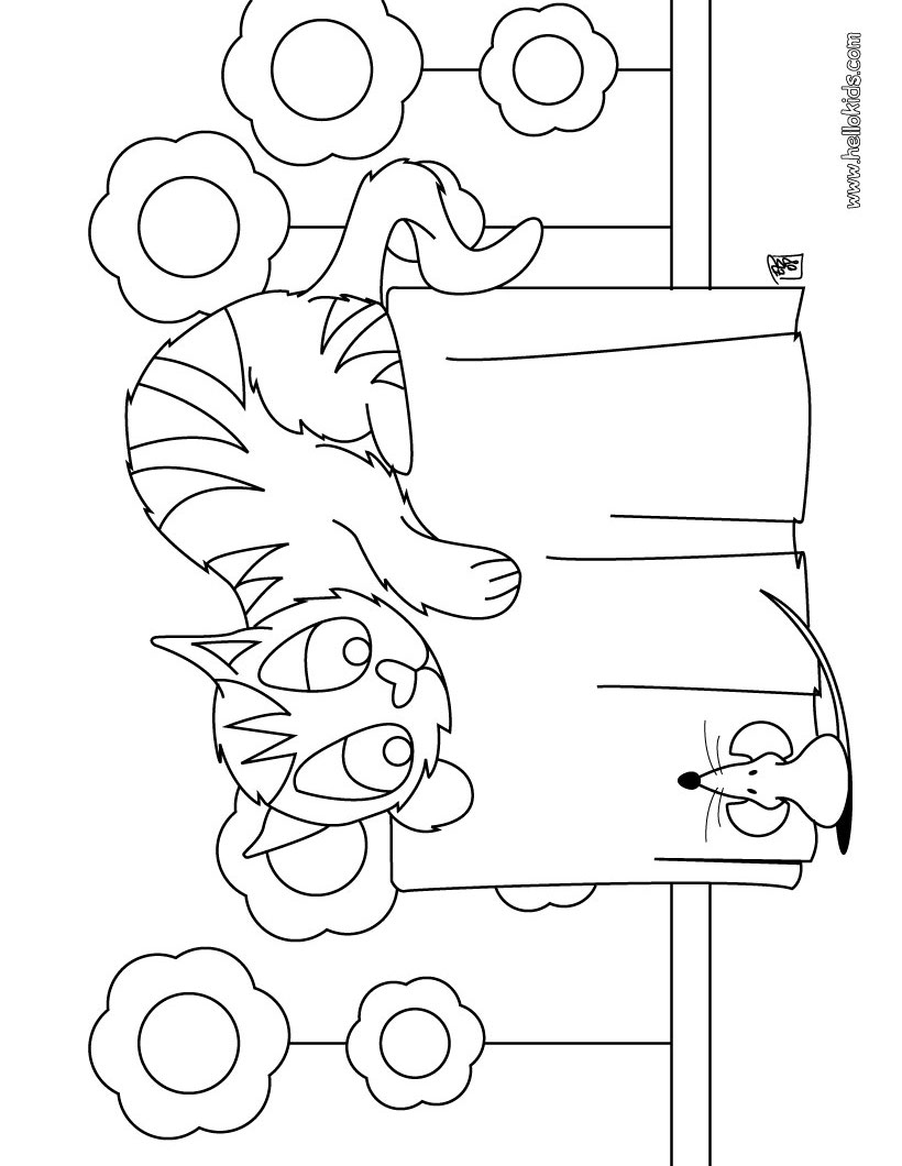 Desenhos para colorir de desenho de um gato com um rato para