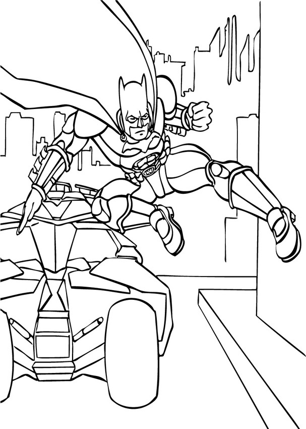 Desenhos para colorir de desenho do carro do batman na cidade para