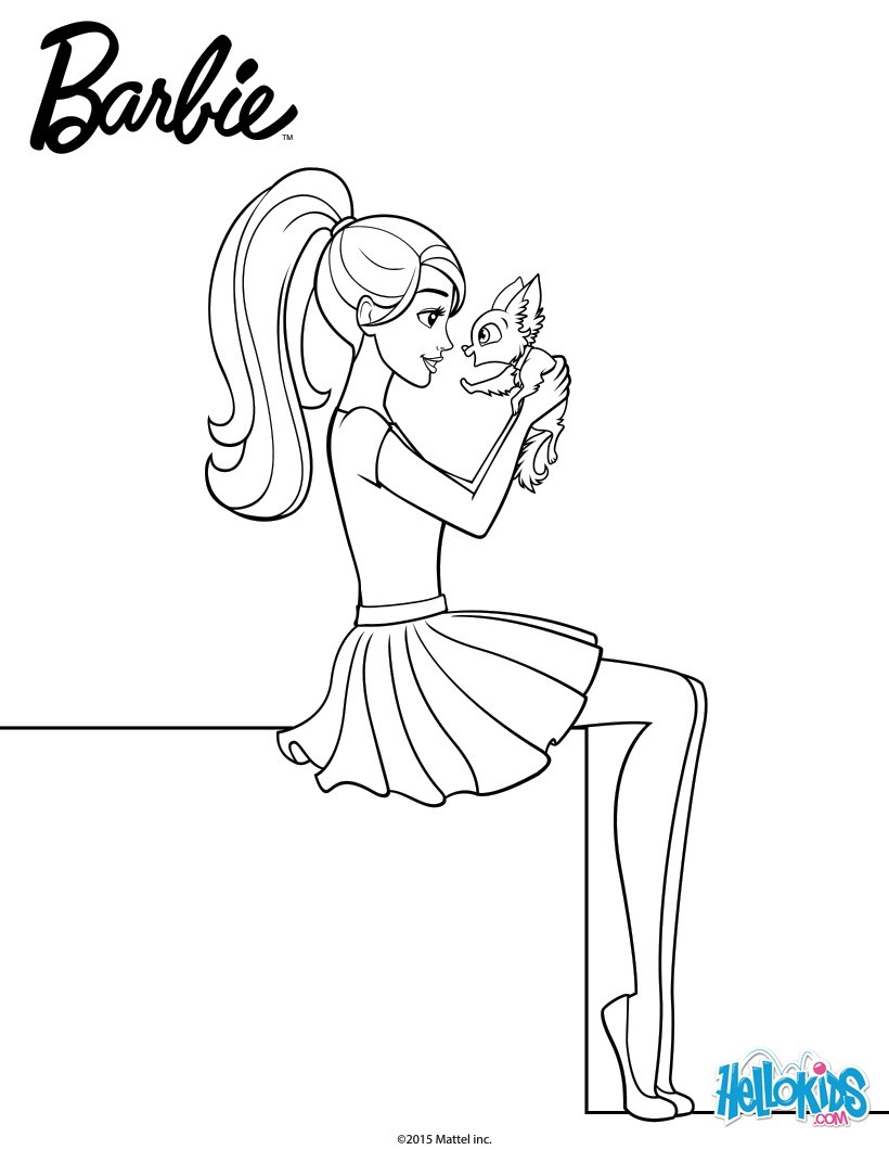 Barbie e poodle para colorir - Imprimir Desenhos