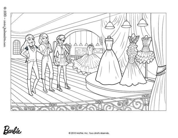 Desenho de Barbie com vestido elegante para colorir