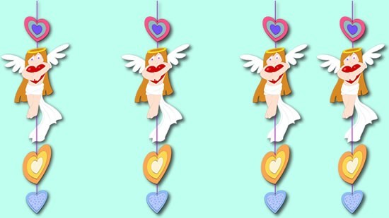 Anjos & corações corda decoração