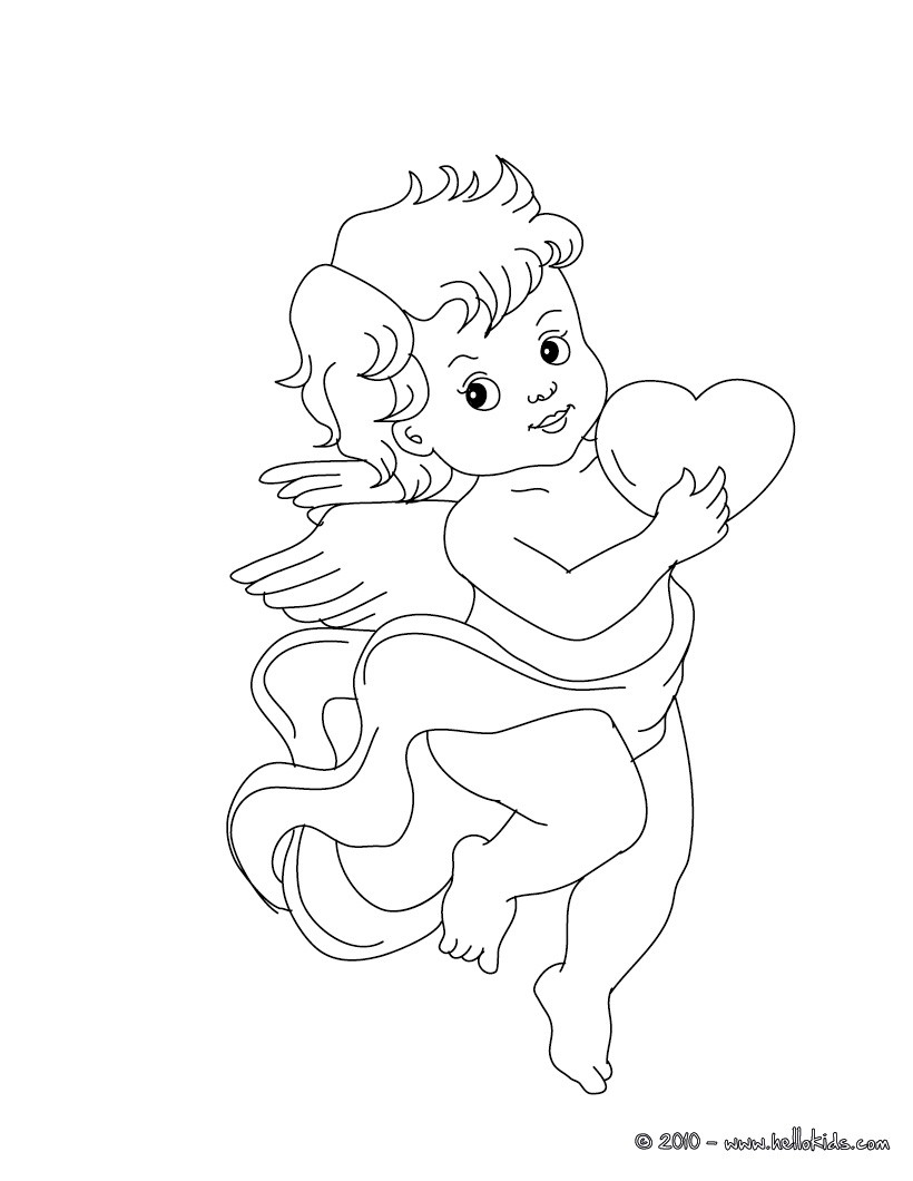 Desenhos Para Colorir De Desenho De Um Cupido Voando Com Um Coracao Para Colorir Pt Hellokids Com