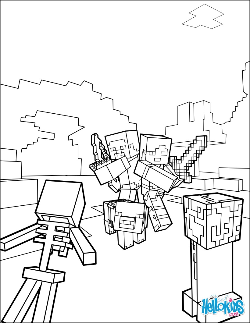 Desenho de Minecraft Cenário de Luta para colorir