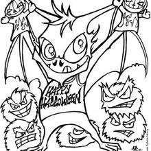 Desenhos para colorir de desenho de um monstro-morcego do halloween para  colorir 